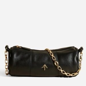 Many Atelier Soft Black Leather Cylinder Crossbody / Shoulder Bag